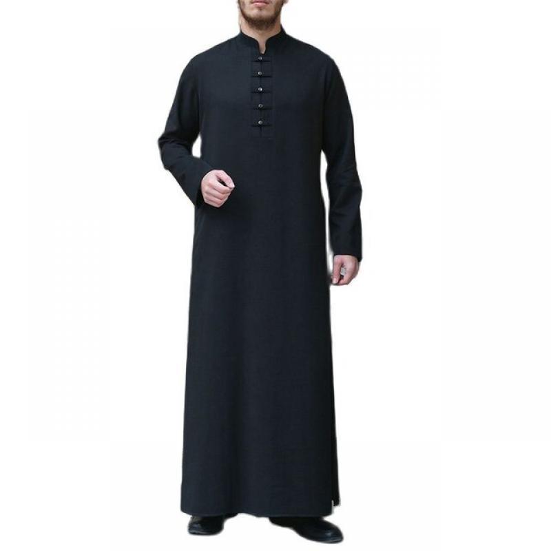 Muslim Robe Men Jubba Thobe Saudi Arabia Kaftan Homme Musulman Abaya Loose Casual Islamic Clothing Solid Color Fashion Dress Eid