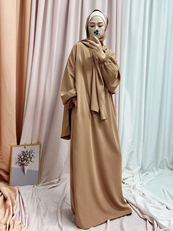 Hooded Abaya Jilbab for Women Nida Ramadan Muslim Hijab Long Dress One Piece Prayer Outfit Islamic Dubai Turkish Modest Abayas