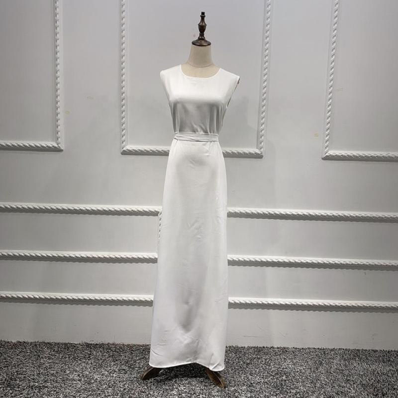 New Fashion Silky Islamic Inside abayas Robes Fancy Dress French Stylish Modesty Islamic Dress With Belt WY56