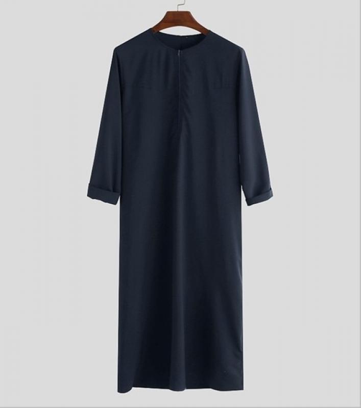 Muslim Men Jubba Thobe Long Sleeve Solid Color Breathable Robes 2023 Stand Collar Islamic Arabic Kaftan Men Abaya S-5XL INCERUN