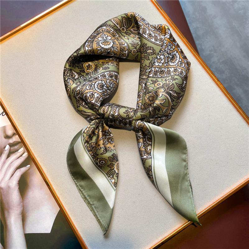 Luxury Print Silk Square Scarf Women Spring Neck Tie Shawl Wraps Female 70cm Hair Hand  Wrist Headkercheif Hijab Bandana 2022