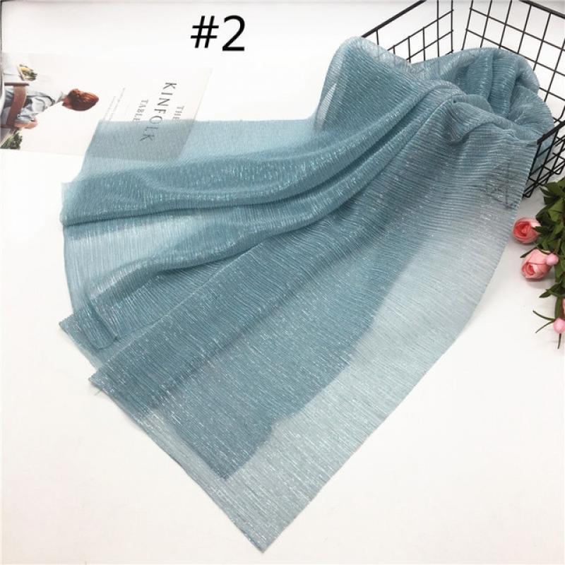 Fashion Lurex Scarves Islam Modest Turban Muslim Hijabs Headscarf Women Wrinkles Long Shawl Arabian Dubai Headwear 75x180cm