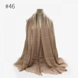 2022 Muslim Women Crinkle Hijab Scarf Soft Solid Color Head Scarves Plain Cotton Turban Shawls And Wraps Hijab Femme Musulman