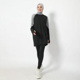 Muslim Sport Wear Sets For Woman Sports Hijab Islamic Women Fashion Clothing Blouse Modest Long Sleeve Tops Pants Casual Clothes