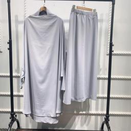 2023 Big Swing Solid Top And Skirt Sets Women Two Piece Set Muslim Modest Clothing Abayas For Women Dubai