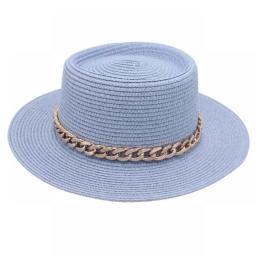 New Men And Women STRAW HAT Bump Top Sun Hat Women  Chain Acrylic Accessories Sun Hat Outdoor Straw Hat Sunscreen Beach Hat