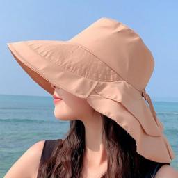 New Women's Summer Sun Hat With Neck Protector And Sunshade For Outdoor Cycling Trip Big-Brimmed Fisherman's Hat