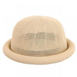 Fibonacci  New Female Mushroom Brim Fedoras Cotton Linen Knit Summer Autumn Trilby Hat Dome  Bowler Women Hats