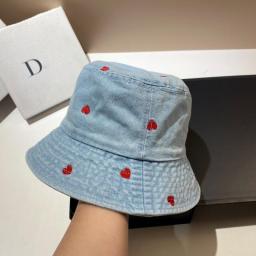 Four Seasons Fisherman Hat Embroidery Love Casual Denim Hat Women's Fashion Outdoor Outing Shading Sunscreen Hiking Hat