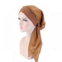 Womens Muslim Hijab Cancer Chemo Flower Print Hat Turban Cap Cover Hair Loss Head Scarf Wrap Pre-Tied Headwear Strech Bandana