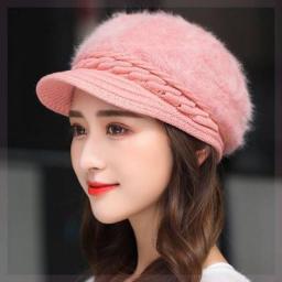 Ymsaid Winter Women Hat Warm Beanies Knitted Hats Female Rabbit Fur Cap Autumn Winter Ladies Fashion Hat Skullies Beanies