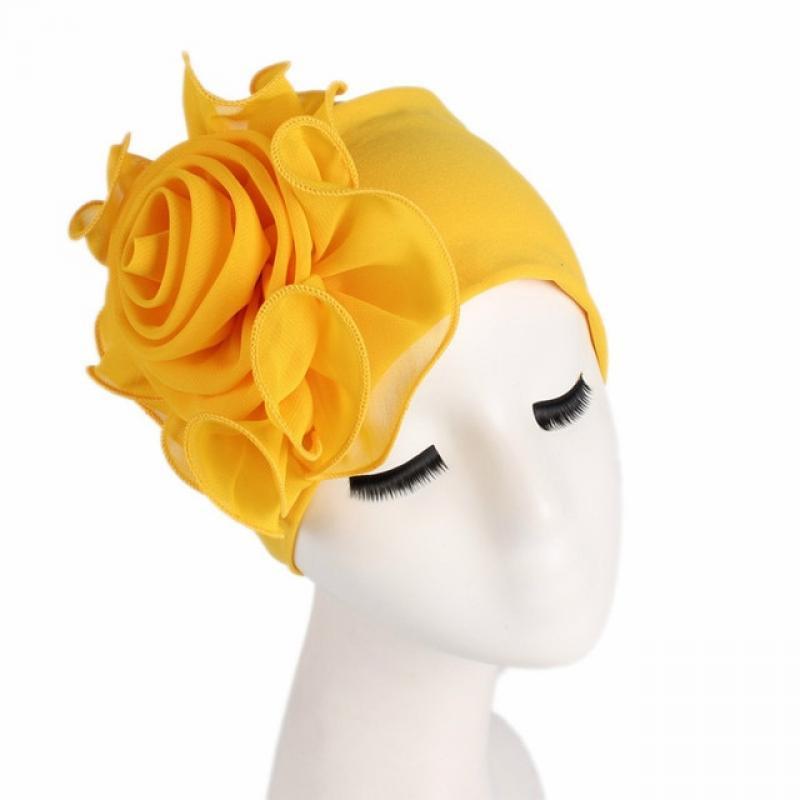 New Woman Beautiful Flower Turban Elastic Cloth Head Cap Hat Muslim Women's Hijabs Ladies Hair Accessories Scarf Cap