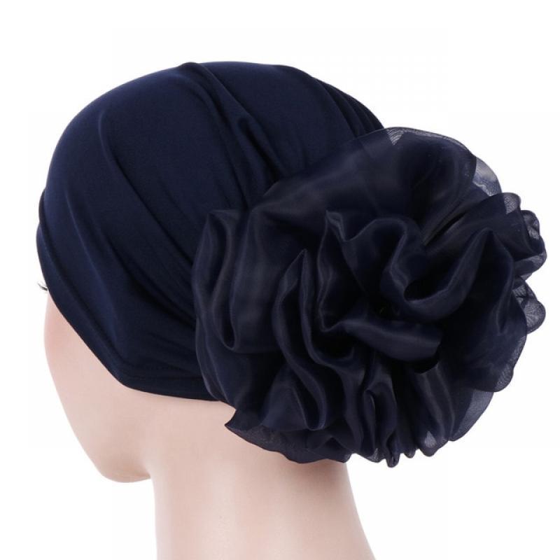 2021 Fashion Muslim Cotton Hijab Caps Big Flower Turban Bonnet for Woman Islamic Wrap Head Inner Cap for Hijabs Trendy Headdress
