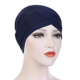 Muslim Women Turban India Headscarf  Night Cap Beanie Bonnet Stretchy Hat Cross Head Wrap Chemo Bandana Muslim Scarf Hijab Cap