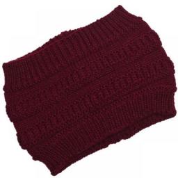 New Women Autumn Winter Ponytail Beanie Hat Solid Color Lady Stretch Knitted Crochet Beanies Hat Cap For Women