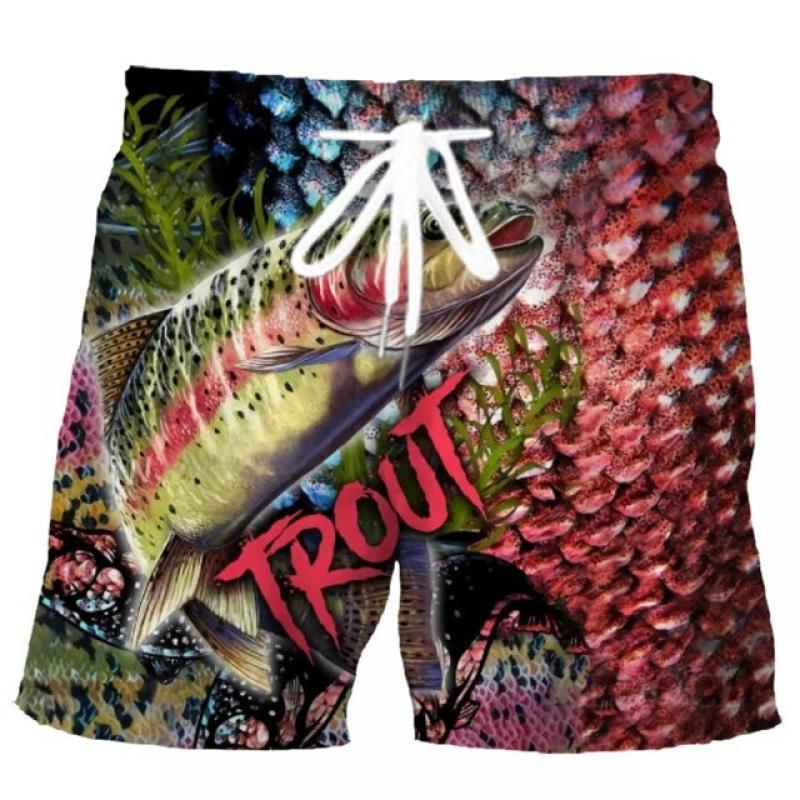 3D carp printed beach shorts men 2022 summer Harajuku hip-hop swimming men's shorts unisex loose sports five-point shorts