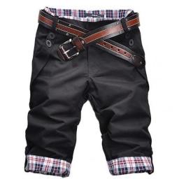 Men Casual Summer Plaid Patchwork Pockets Buttons Fifth Pants Loose Beach Shorts Men's Casual Shorts Summer Mens Pants