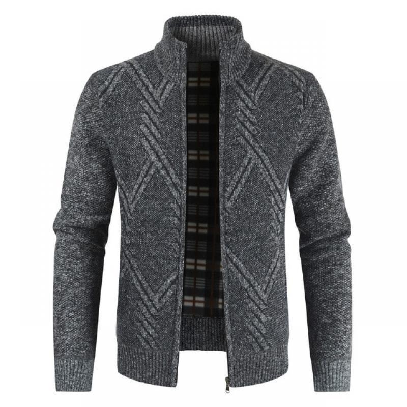 New Autumn Winter Jacket Men Coats Solid Slim Fit Thick Fleece Coats Men Jacket Casual Stand Collar Zip Jacket Men