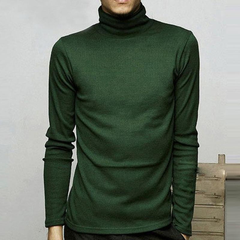Autumn Winter Men's Sweater Mens Turtleneck Solid Color Pullovers Men Clothing Slim Fit Male Knitted Sweaters pull homme MY277
