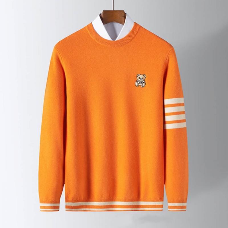 Mens Pullovers Luxury TB Brand Thom Sweaters Males Bear Embroidery 4 Bar Funmix O-Neck Striped Clothing Warm Pullover Fashion