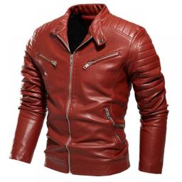 2021 Winter Black Leather Jacket Men Fur Lined Warm Motorcycle Jacket Slim Street Fashion BLack Biker Coat Pleated Design Zipper