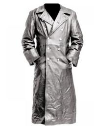 MEN'S GERMAN CLASSIC WW2 MILITARY UNIFORM OFFICER BLACK REAL LEATHER TRENCH COAT