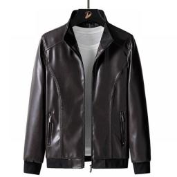 Plus Size 7XL 8XL PU Jacket Men Leather Coat Cargo Jacket Casual Motorcycle Biker Coat Solid Color Leather Jackets Male Big Size