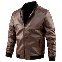 Plus Size 6XL 7XL PU Jacket Men Leather Coat Casual Motorcycle Biker Coat Solid Color Leather Jackets Male Big Size 6XL 7XL