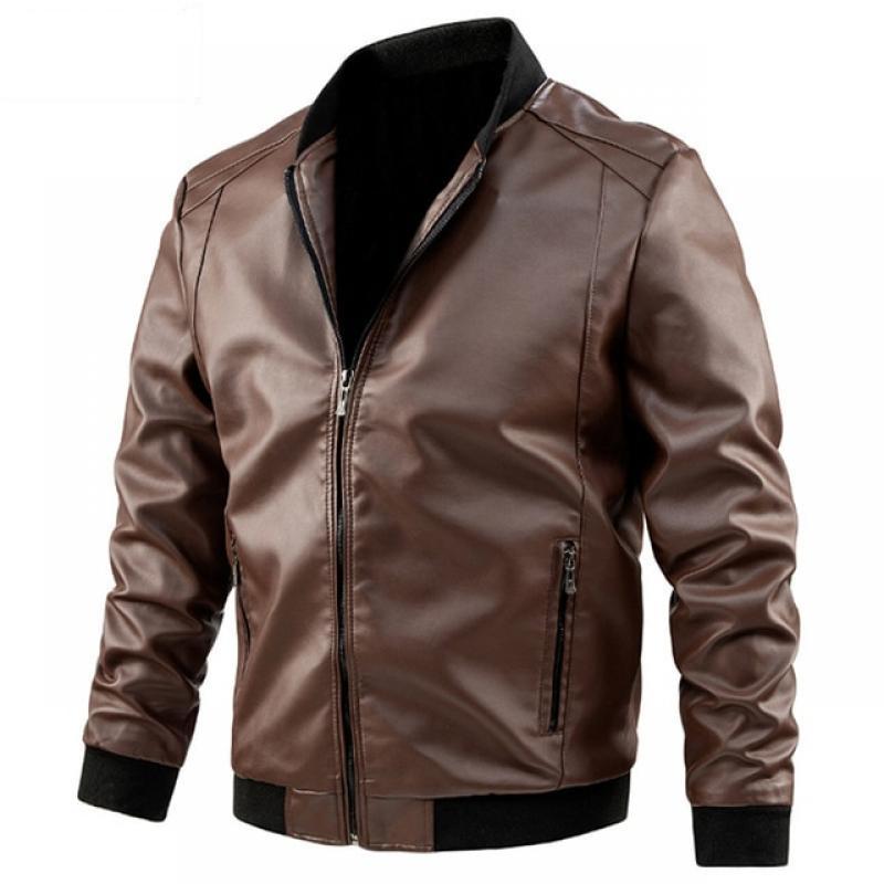 Plus Size 6XL 7XL PU Jacket Men Leather Coat Casual Motorcycle Biker Coat Solid Color Leather Jackets Male Big Size 6XL 7XL