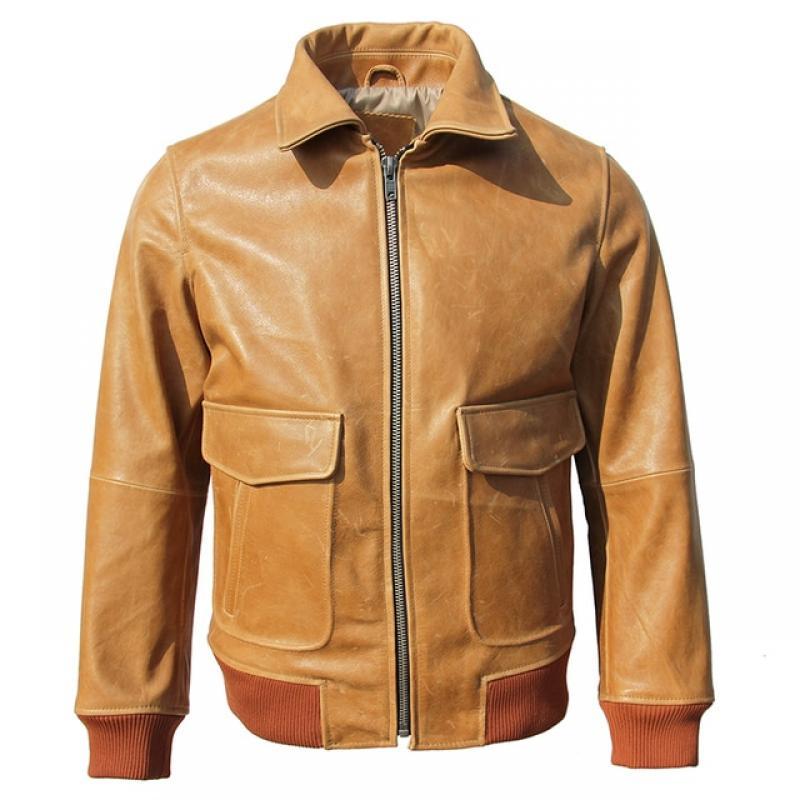 Classic Flight A2 Jackets Men Leather Jacket 100% Natural Cowhide 4 Colors Man Skin Coat Winter Clothing Autumn Chest 130cm M228