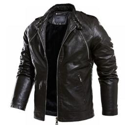 Real Leather Jackets For Men Brand Winter Male Jacket Motorcycle Zipper Stand Brown Genuine Leather Jacket Mens Style Hot New