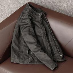 Free Shipping Brand Classic Casual Style Cowhide Jacket Mens 100Percent Genuine Leather Cothes Vintage Quality Biker Leather Coat Male