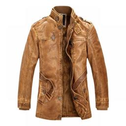 Men Shearling Leather Jackets Zipper Slim Stand Winter Long Coat Genuine Leather Men Clothing Plus Size 4xl Leather Jackets New