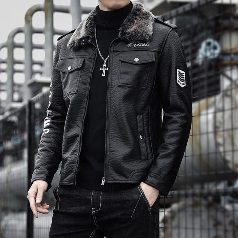 2022 Autumn And Winter New Leather Jacket Men's Fashion Velvet Thickening Warm Jacket Street Clothing Casual Jacket Youth Large