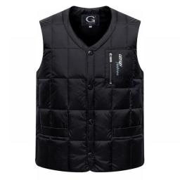 White Duck Down Jacket Vest Men Autumn Winter Warm Sleeveless V-neck Button Down Lightweight Waistcoat Fashion Casual Male Vest