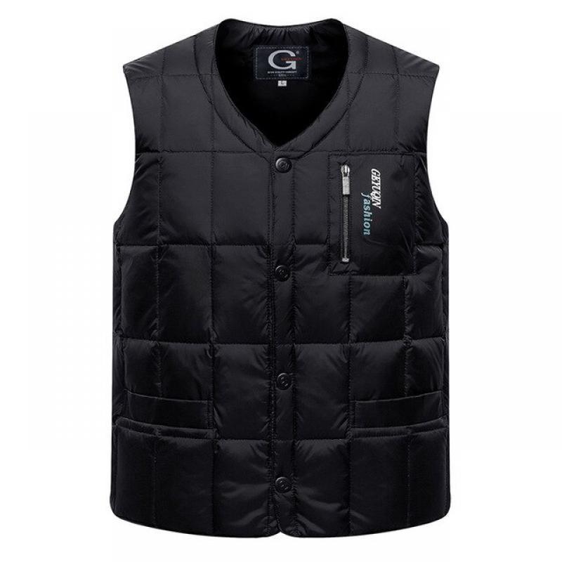 White Duck Down Jacket Vest Men Autumn Winter Warm Sleeveless V-neck Button Down Lightweight Waistcoat Fashion Casual Male Vest