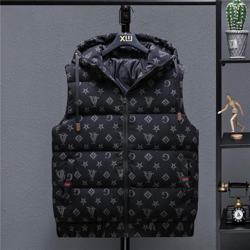 Fashion men's and women's new down jacket, men's jacket, fashionable print, reflective thermal jacket, vest, versatile top
