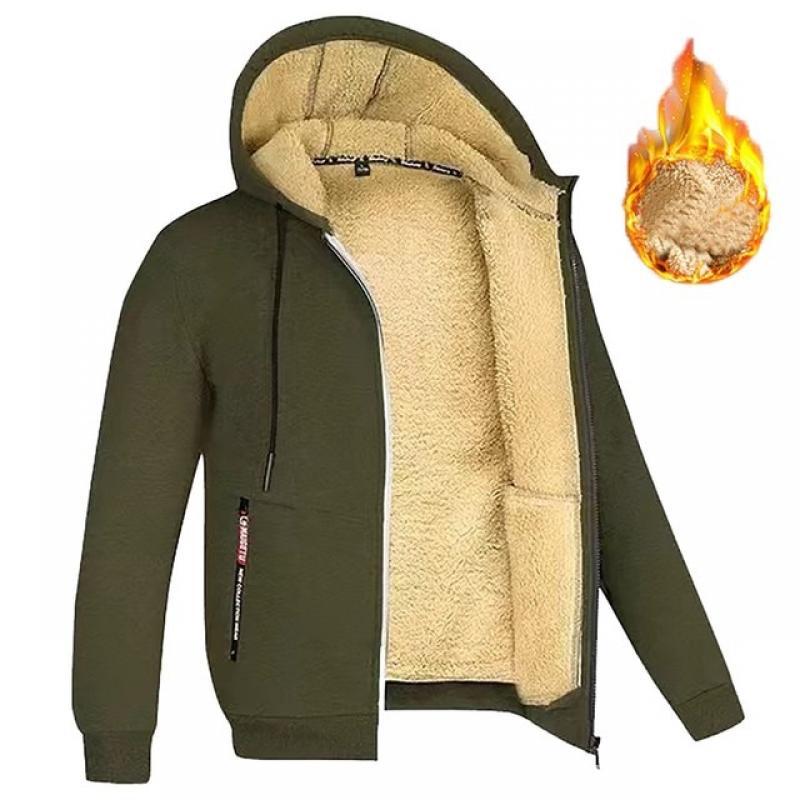 Male Autumn And Winter Warm Jacket Fashion Casual Soild Color Long Sleeve Pocket Hooded Cotton Coat Long Jacket with Hood Men