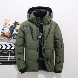 High Quality Overcoat Fashion Down Jacket Men Winter Warm Men Jacket Coat White Duck Down Parka Thick Puffer Stand Thick Hat