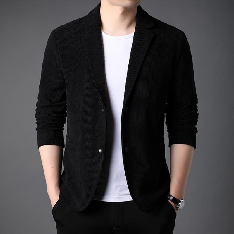 men for blezer fashion Korean slim fit suit jackets new arrival spring autumn men's Corduroy Hidden Breasted Formal coats