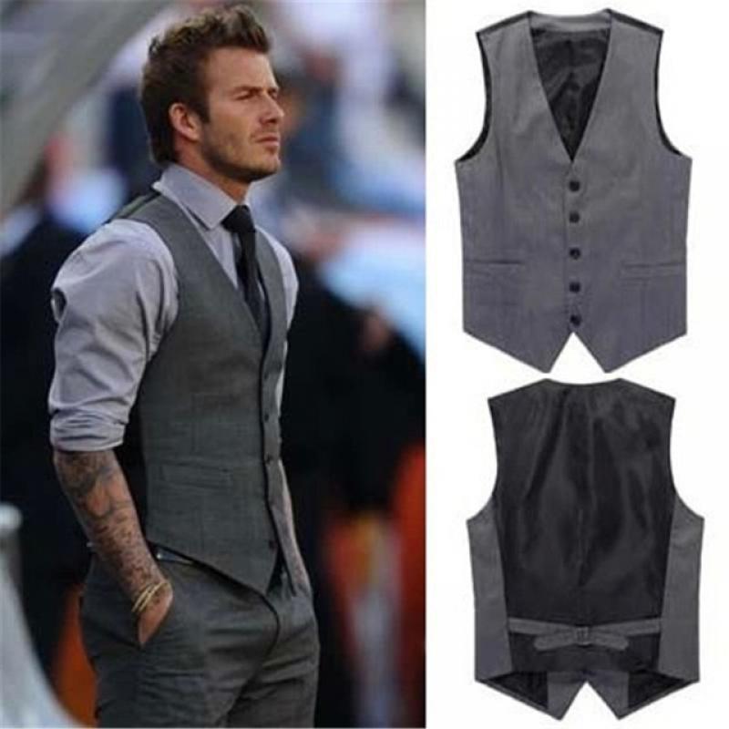Vest Dark Green Single Breasted Blended Mens Vest Denim Jeans Waistcoat Jacket Slim Fit Casual Formal Business Vest Male