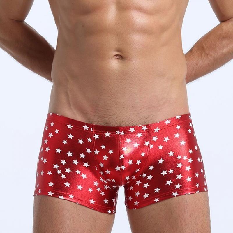 Trendy Swimming Trunk Hot Sale Boxer Shorts Gay Underwear Imitation Leather Penis Pouch Male Bikini Brief Panties Man Underpants