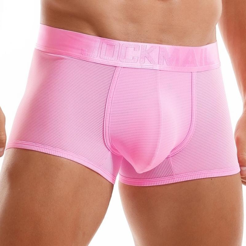 JOCKMAIL Mens Boxer Sexy Underwear Calzoncillos Boxer Briefs Mesh Soft Underpants Male Panties Pouch Shorts Ice Silk Pants Short