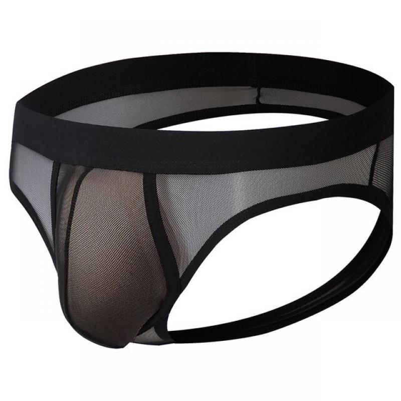Men's Thongs Flash Jockstrap T Strap Underwear Shorts Lingerie Sexy Mesh Shorts Mid-Waist Seamless Penis Pouch Panties T-Back