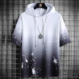 Summer Men's Hoodies Hip Hop Fashion Streetwear Short Sleeve Sweatshirt Men Casual Men Clothed Harajuku Splash Ink Hoodies Men