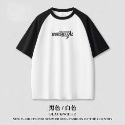 Men's Wear | Spring/Summer 2023 Ox Horn Sleeve Thick Plate Print Contrast  Short Sleeve Simple European Fashion Brand T-shirt