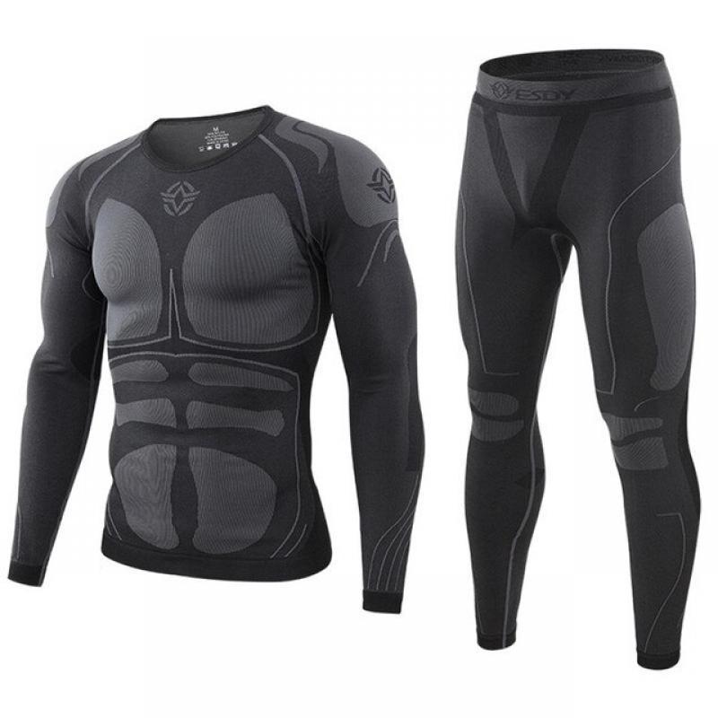 New Winter Quality Thermal Underwear Sets Men Fitness Training Wear Dry Anti-Microbial Stretch Thermo Underwear Male Warm S-XXL