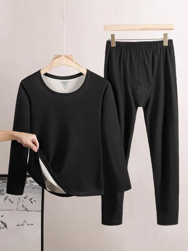 Men's Winter Thermal Underwear Set Double Face Sanding Double Warmth Slim Body and High Elasticity