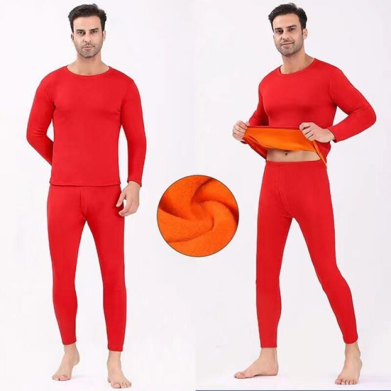 Winter Long Johns Sets Man Velvet Tops +Pants Underwear Sets Men Thermal Underwear Long Winter Clothes Men Thick Keep Warm Solid