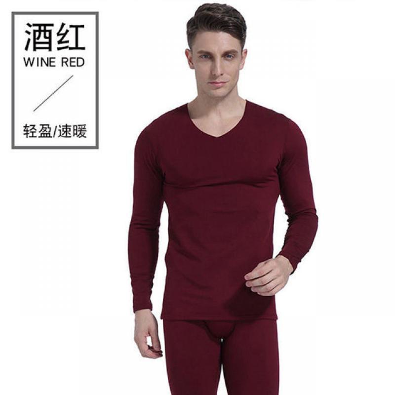 Long Johns Winter men's milk silk warm suit waist waist constant temperature heating bottoming shirt V-neck seamless underwear